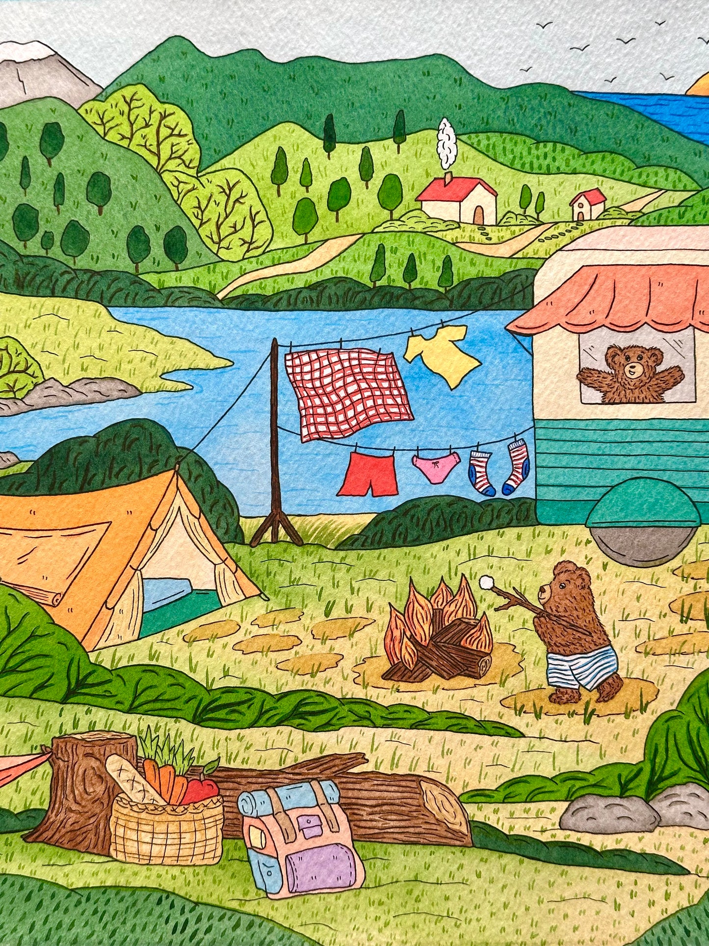 Camping Bears Print