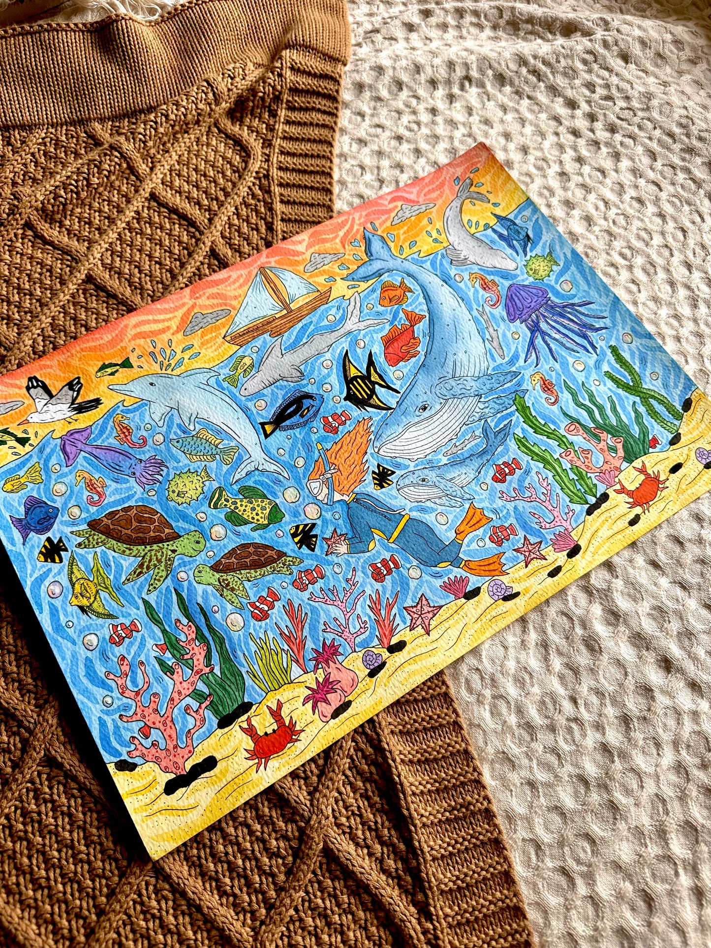 Blue Wonderland - Original Artwork A3