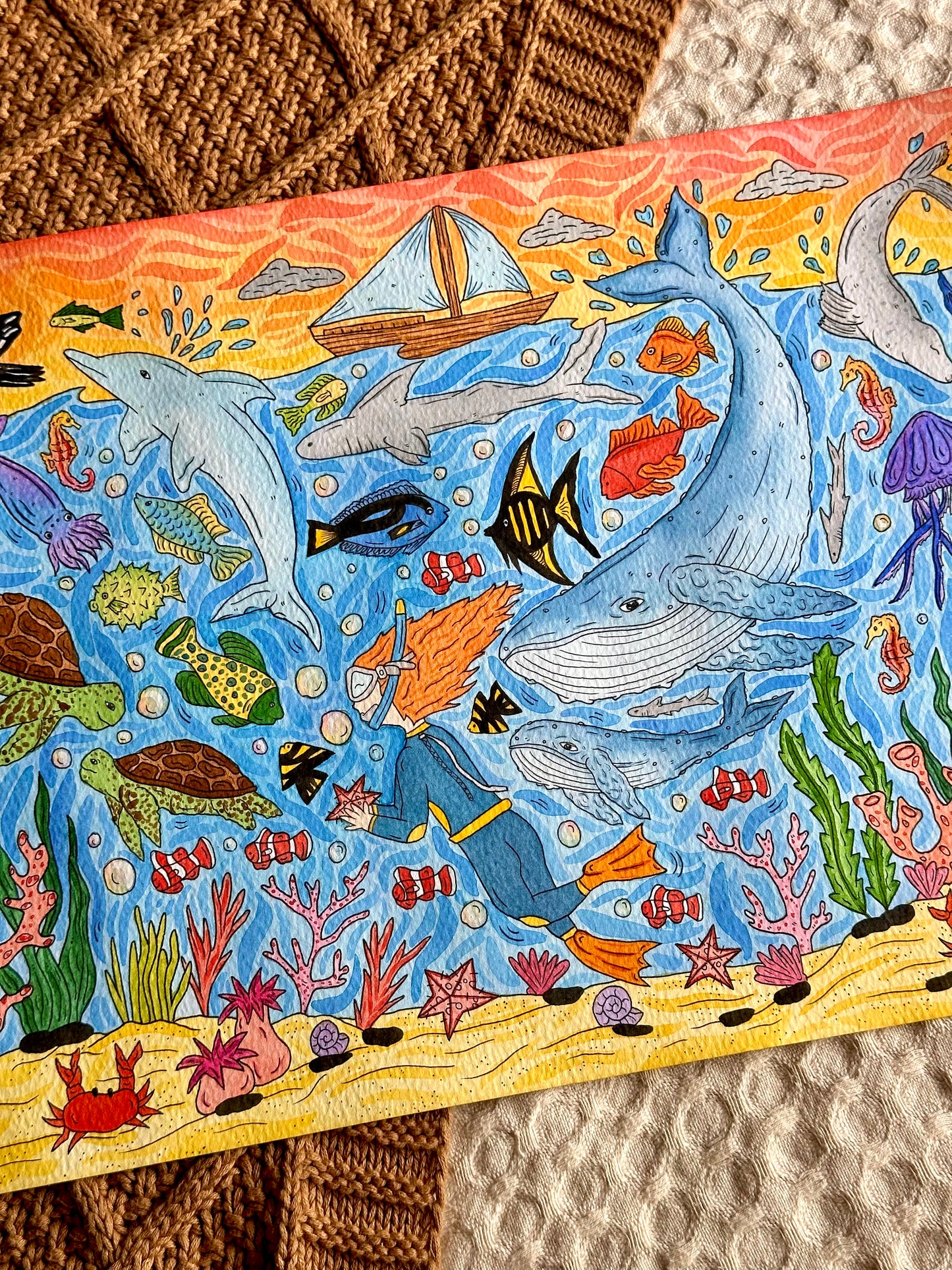 Blue Wonderland - Original Artwork A3