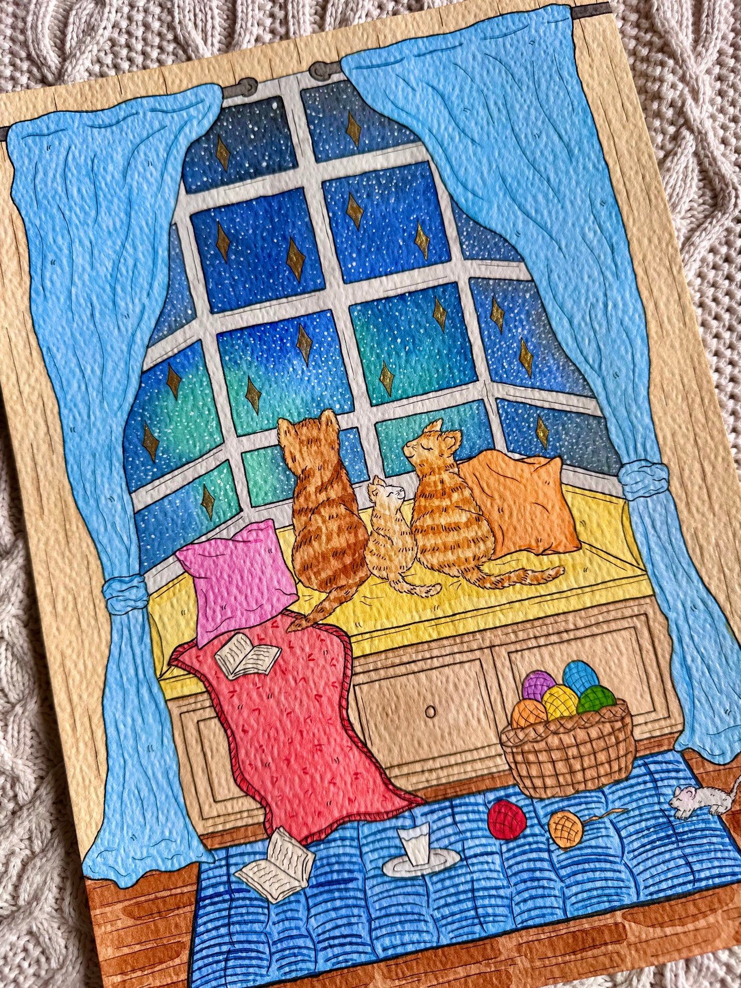 Stargazing Cats Print