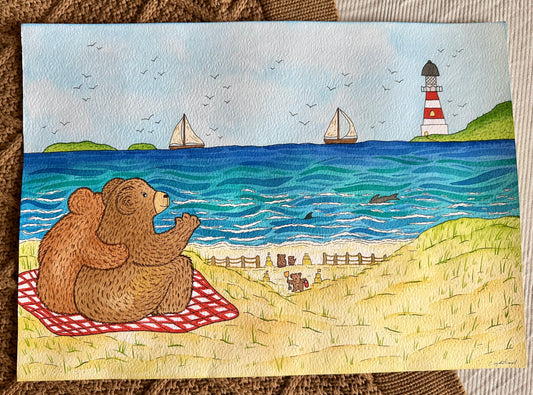 Bears by the Seaside Print