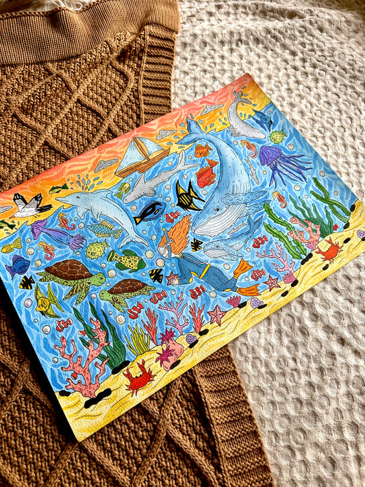 Blue Wonderland - Original Artwork A3