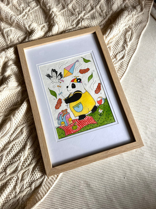 Panda Flying Kite Print